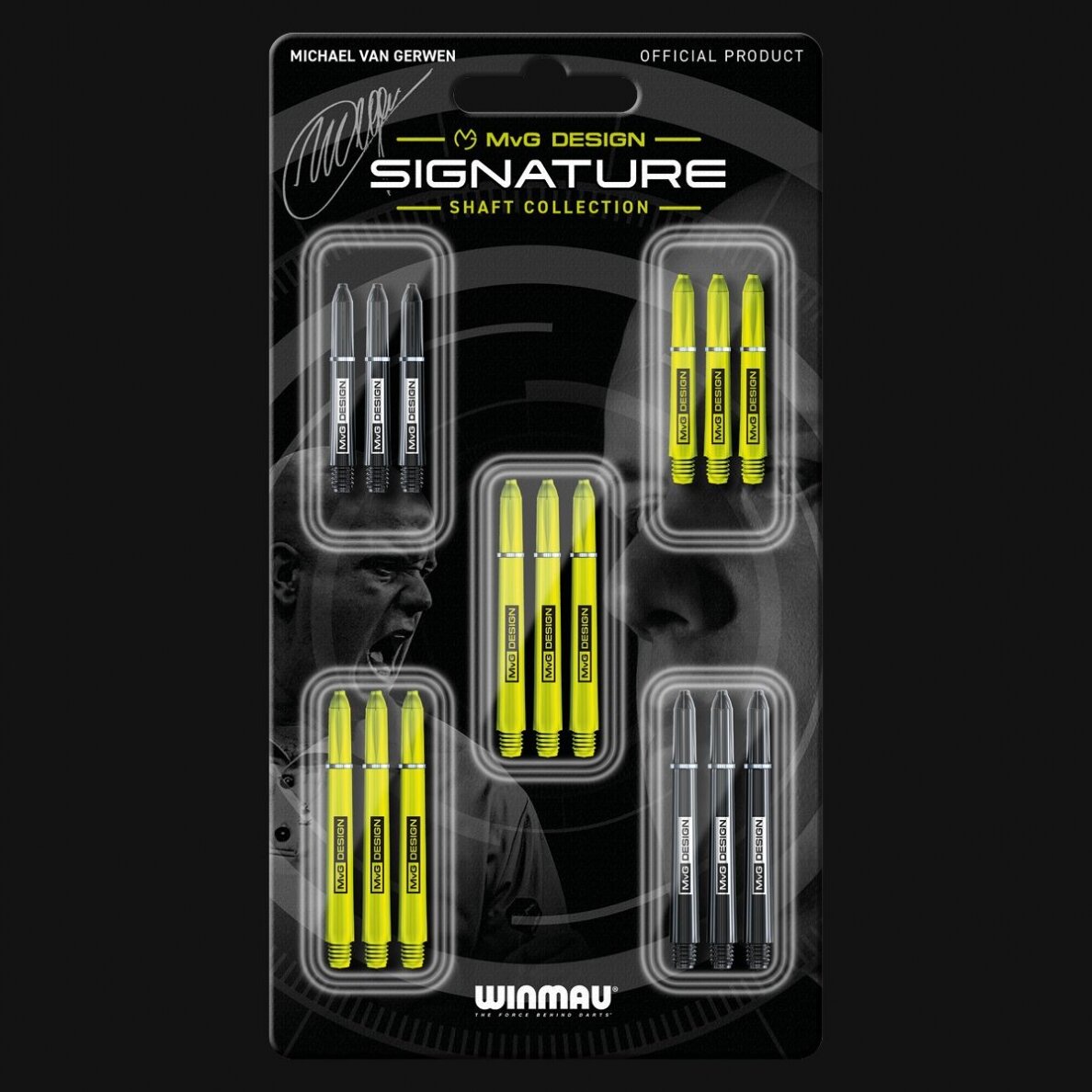 Smiginio strėlyčių koteliai Winmau MVG Signature Dart Shaft Collection Smiginio strėlyčių koteliai Winmau MVG Signature Dart Shaft Collection