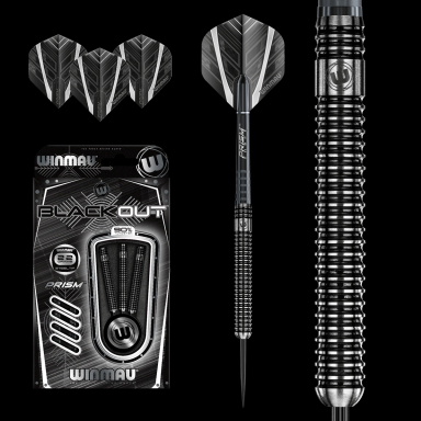 Smiginio strėlytės Winmau Blackout 90% Tungsten alloy 3x22g Smiginio strėlytės Winmau Blackout 90% Tungsten alloy 3x22g