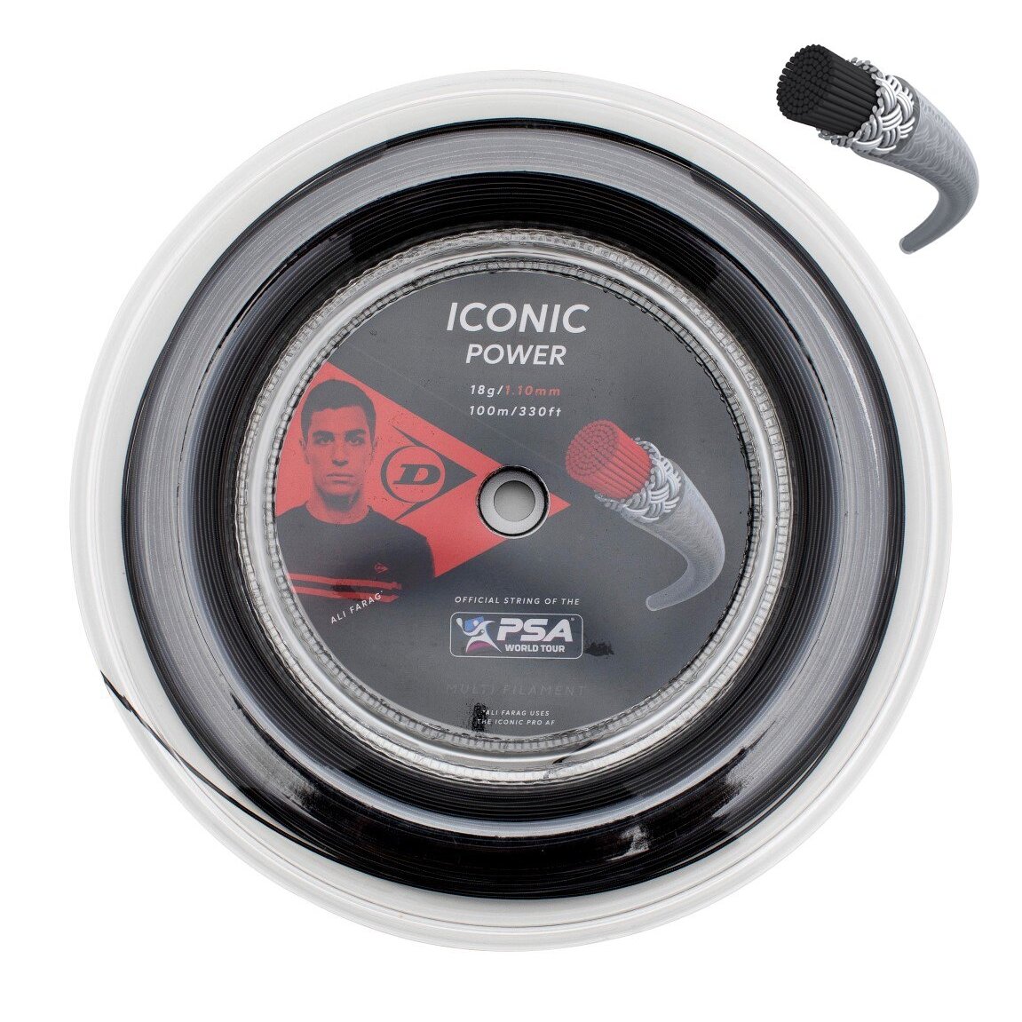 Stygos skvošo reketei DUNLOP D SAC ICONIC POWER 18 G/10m/1.1mm Stygos skvošo reketei DUNLOP D SAC ICONIC POWER 18 G/10m/1.1mm