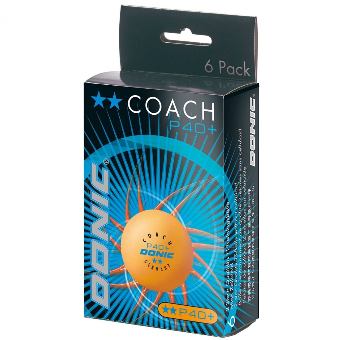 Stalo teniso kamuoliukai DONIC P40+ Coach 2žv. 6 vnt Orange Stalo teniso kamuoliukai DONIC P40+ Coach 2žv. 6 vnt Orange