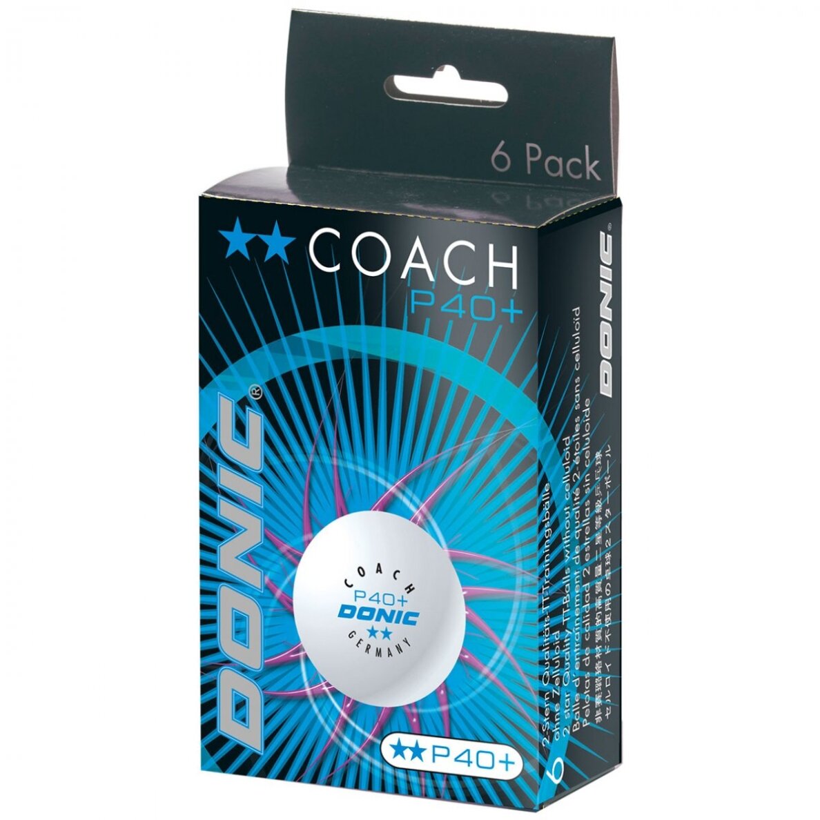 Stalo teniso kamuoliukai DONIC P40+ Coach 2žv. 6 vnt White Stalo teniso kamuoliukai DONIC P40+ Coach 2žv. 6 vnt White