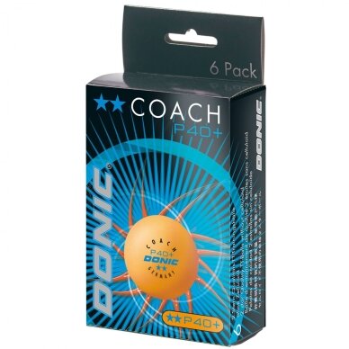 Stalo teniso kamuoliukai DONIC P40+ Coach 2žv. 6 vnt Orange Stalo teniso kamuoliukai DONIC P40+ Coach 2žv. 6 vnt Orange