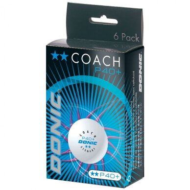 Stalo teniso kamuoliukai DONIC P40+ Coach 2žv. 6 vnt White Stalo teniso kamuoliukai DONIC P40+ Coach 2žv. 6 vnt White