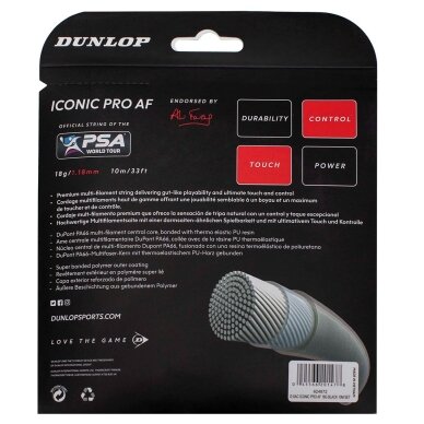 Stygos skvošo raketei DUNLOP ICONIC PRO AF 1,22MM 17G BLACK 10M SET 1