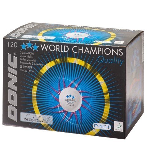 Stalo teniso kamuoliukai DONIC P40+ 3žv. ITTF 120 vnt White Stalo teniso kamuoliukai DONIC P40+ 3žv. ITTF 120 vnt White