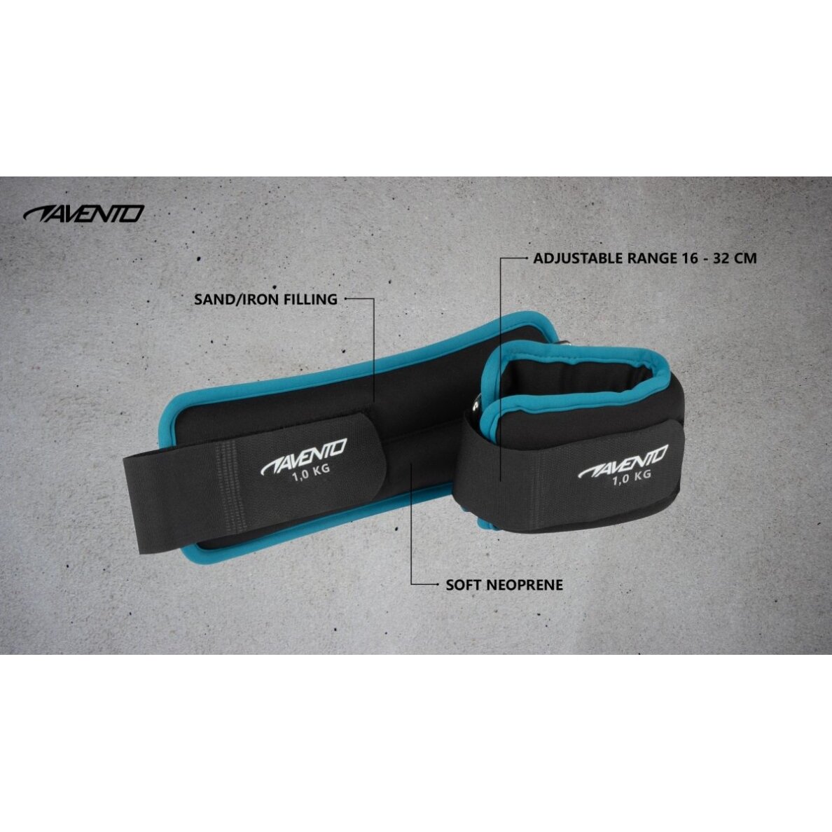 Svoriai rankoms ir kojoms AVENTO 42AE 2X1kg 1 Svoriai rankoms ir kojoms AVENTO 42AE 2X1kg 1