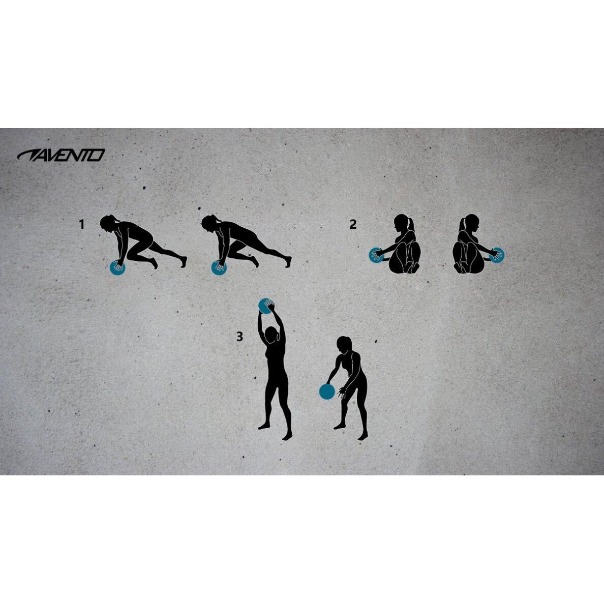 Svorinis kamuolys AVENTO 42DJ 6kg D23cm Black/blue mėtymui 3 Svorinis kamuolys AVENTO 42DJ 6kg D23cm Black/blue mėtymui 3