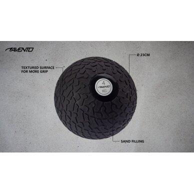 Svorinis kamuolys AVENTO 42DK 8kg D23cm Black/grey mėtymui 2