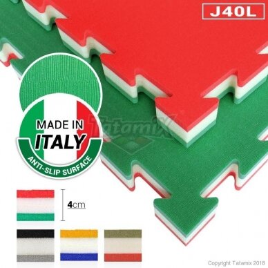 Tatamis TATAMIX J40L Vidutinis 100x100x4cm žalia/raudona (Made in Italy) 2 Tatamis TATAMIX J40L Vidutinis 100x100x4cm žalia/raudona (Made in Italy) 2