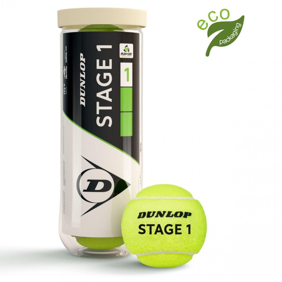Teniso kamuol. DUNLOP STAGE 1 GREEN 3-tube ITF Teniso kamuol. DUNLOP STAGE 1 GREEN 3-tube ITF
