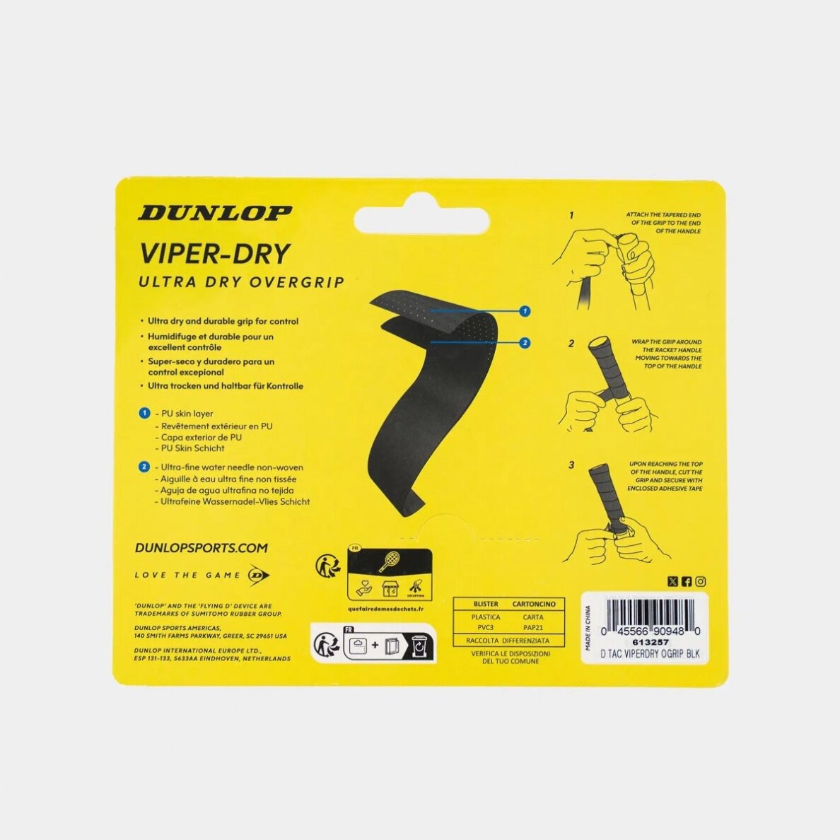 Teniso raketės virš. apvija VIPERDRY ATP 3vnt. black 1