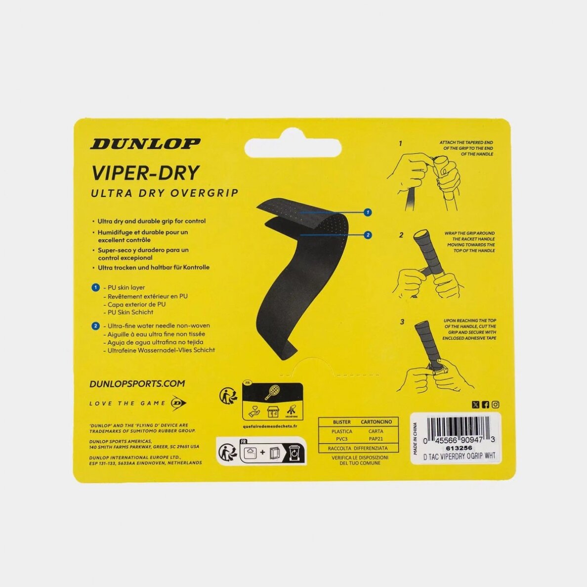 Teniso raketės virš. apvija VIPERDRY ATP 3vnt. white 1