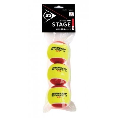 Teniso kamuoliukai Dunlop STAGE 3 RED 3-polybag ITF Teniso kamuoliukai Dunlop STAGE 3 RED 3-polybag ITF